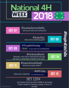 Cover photo for Celebrate National 4-H Week With Durham 4-H Oct. 7-13