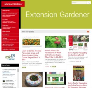 Landing Page of the Extension Gardener Portal.