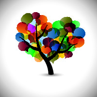 Colorful tree in shape of heart