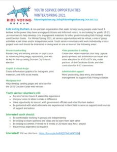 Kids Voting Durham volunteer opportunities listing