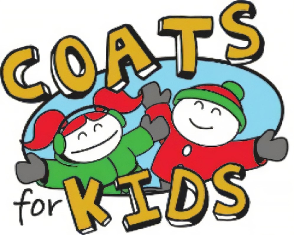 Clip Art of two children in coats and hats