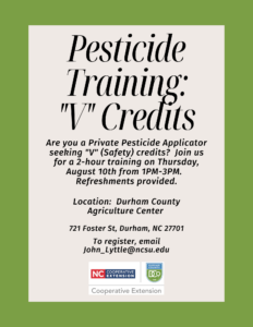 Cover photo for August 10 - Pesticide Training: V Credits