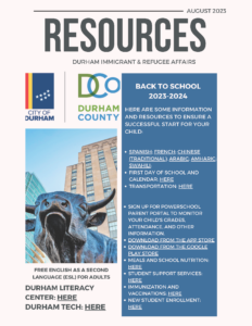 Cover photo for Durham Immigrant & Refugee Back to School Resources