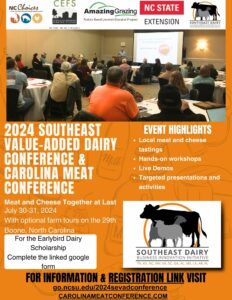 Cover photo for 2024 Southeast Value-Added Dairy Conference & Carolina Meat Conference – Registration Now Open